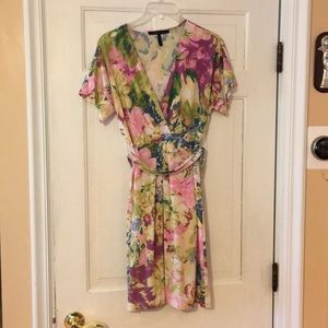 BCBG MAXAZRIA Avery dress pink multi color v neck